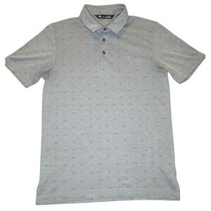 TravisMathew Mens Short Sleeve Polo Shirt Blue Diamond Pattern 1MU111 Size S